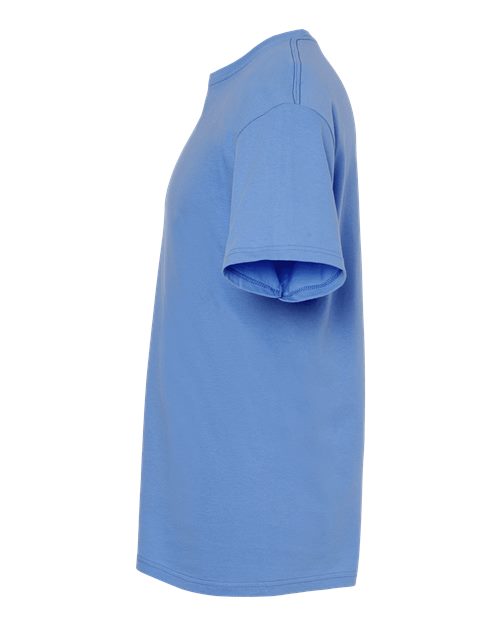 Blue Embroidery t-shirt on a white background