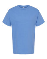 Plain blue Embroidery t-shirt on a white background