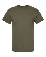 Plain green Embroidery t-shirt on a white background