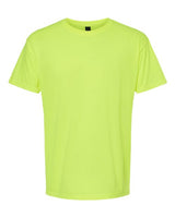 Bright yellow Embroidery t-shirt on a white background