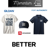 Imprint Connect- Design Yours Today. What's included:
-Gildan Midweight T-shirt with your logo embroidered 
-Port Authority Silk Touch Performance Polo with your logo embroidered
-Your choice of a Richardson 112 Trucker Hat or 47 Brand Dad Cap with your logo embroidered
- Art work fee + Free Shipping included in price!