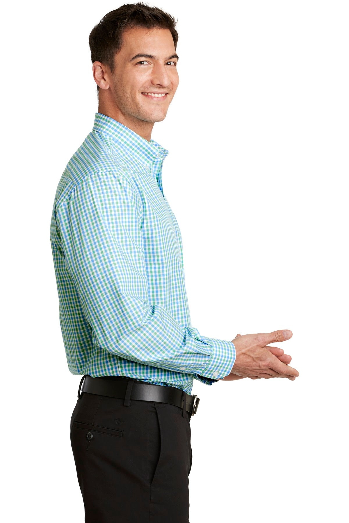 Port Authority Long Sleeve Gingham Easy Care Shirt.