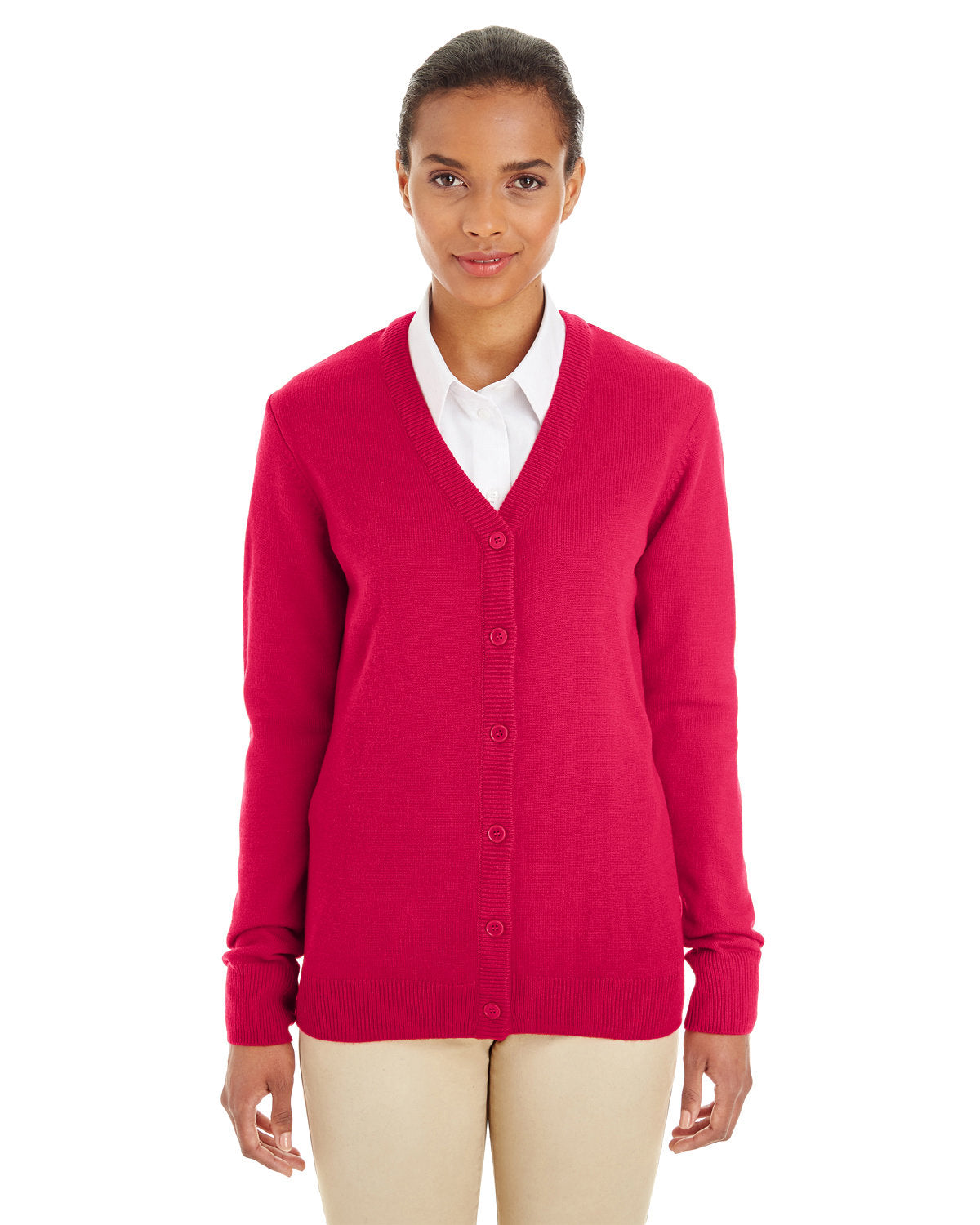 Harriton Ladies Pilbloc V-Neck Button Cardigan Sweater