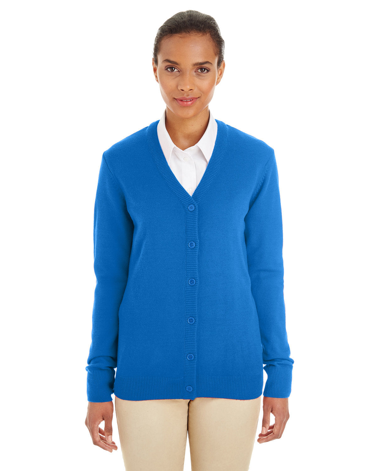 Harriton Ladies Pilbloc V-Neck Button Cardigan Sweater