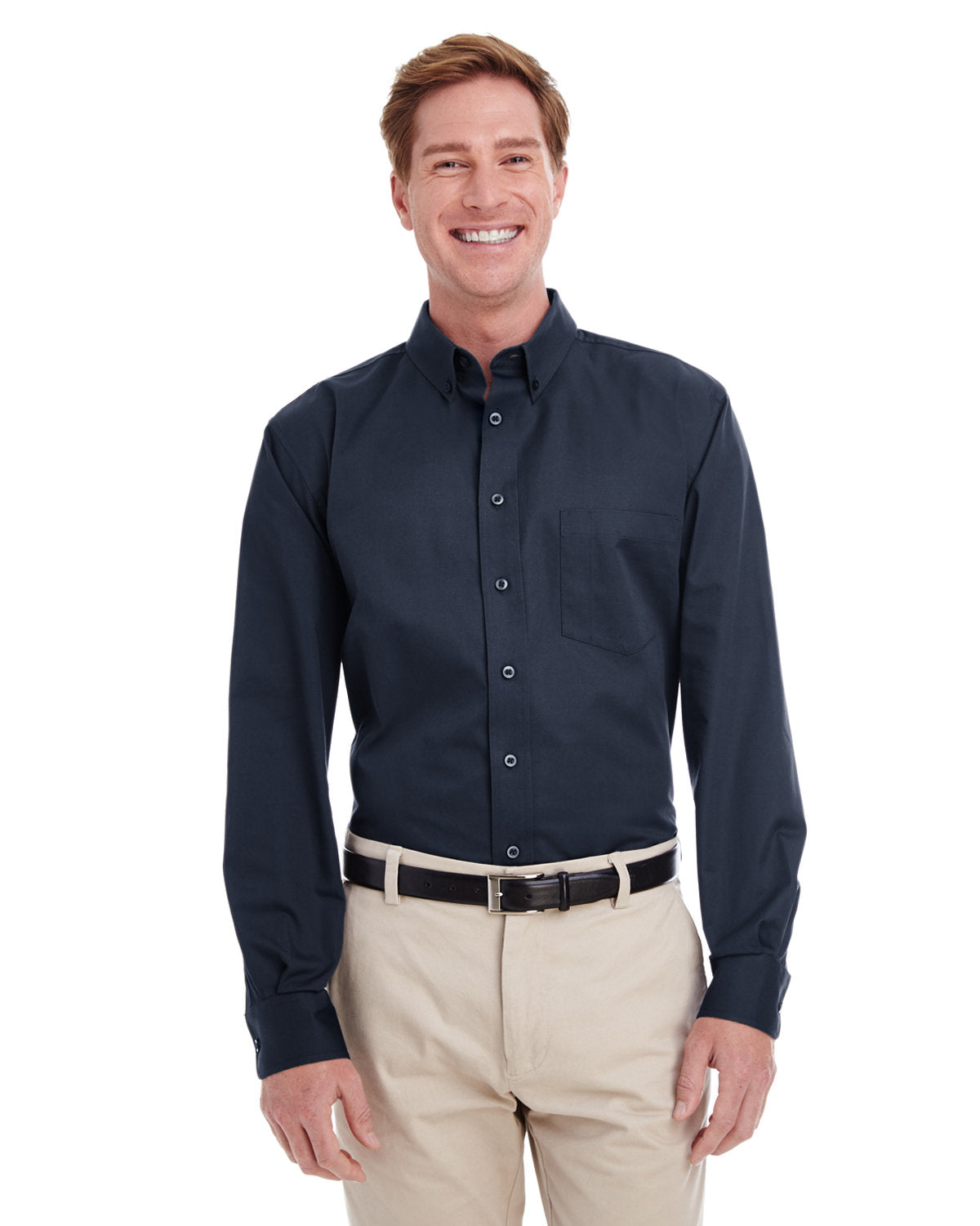 Harriton Men's Foundation Cotton Long-Sleeve Twill Shirt with Teflon™