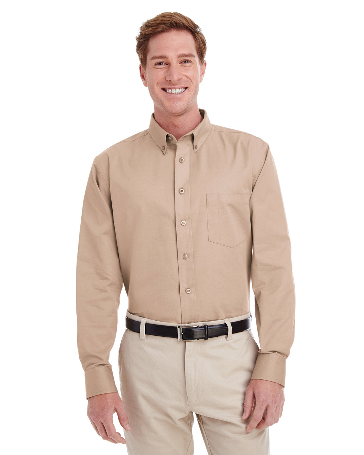 Harriton Men's Foundation Cotton Long-Sleeve Twill Shirt with Teflon™